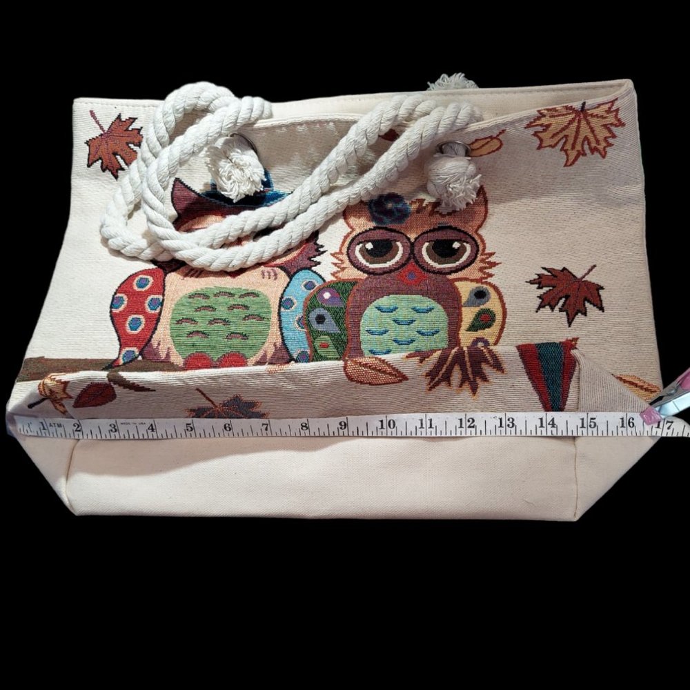 Unbranded Canvas "Couple" Owl Tote - Picture 8 of 8